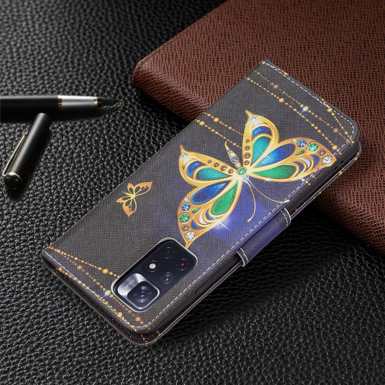 For Xiaomi Redmi Note 11 5G Colored Drawing Leather Phone Case(Big Butterfly) - Xiaomi Cases by buy2fix | Online Shopping UK | buy2fix