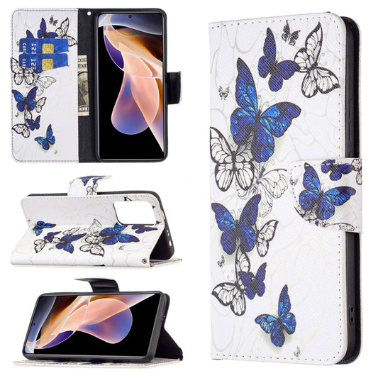For Xiaomi Redmi Note 11 Pro / 11 Pro+ Colored Drawing Leather Phone Case(Blue Butterflies) - Xiaomi Cases by buy2fix | Online Shopping UK | buy2fix