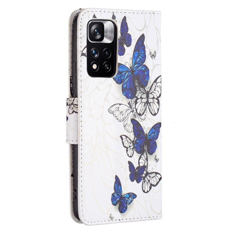 For Xiaomi Redmi Note 11 Pro / 11 Pro+ Colored Drawing Leather Phone Case(Blue Butterflies) - Xiaomi Cases by buy2fix | Online Shopping UK | buy2fix