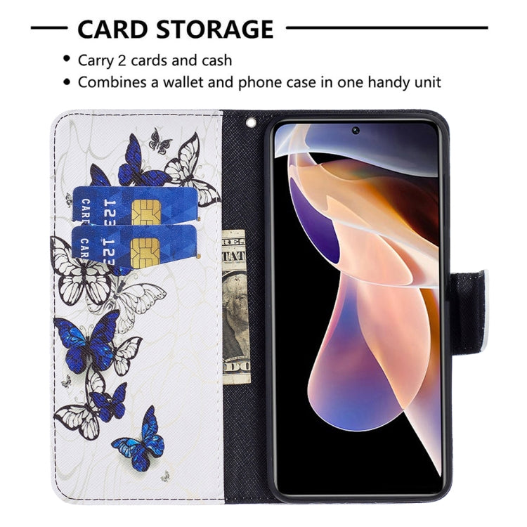 For Xiaomi Redmi Note 11 Pro / 11 Pro+ Colored Drawing Leather Phone Case(Blue Butterflies) - Xiaomi Cases by buy2fix | Online Shopping UK | buy2fix