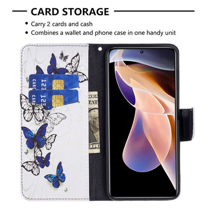 For Xiaomi Redmi Note 11 Pro / 11 Pro+ Colored Drawing Leather Phone Case(Blue Butterflies) - Xiaomi Cases by buy2fix | Online Shopping UK | buy2fix