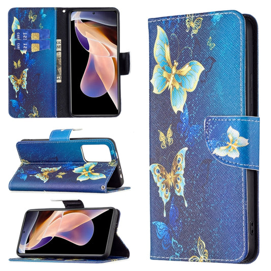 For Xiaomi Redmi Note 11 Pro / 11 Pro+ Colored Drawing Leather Phone Case(Gold Butterfly) - Xiaomi Cases by buy2fix | Online Shopping UK | buy2fix