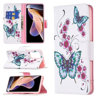For Xiaomi Redmi Note 11 Pro / 11 Pro+ Colored Drawing Leather Phone Case(Peach Blossom Butterfly) - Xiaomi Cases by buy2fix | Online Shopping UK | buy2fix
