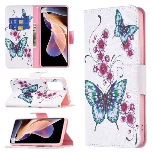 For Xiaomi Redmi Note 11 Pro / 11 Pro+ Colored Drawing Leather Phone Case(Peach Blossom Butterfly) - Xiaomi Cases by buy2fix | Online Shopping UK | buy2fix