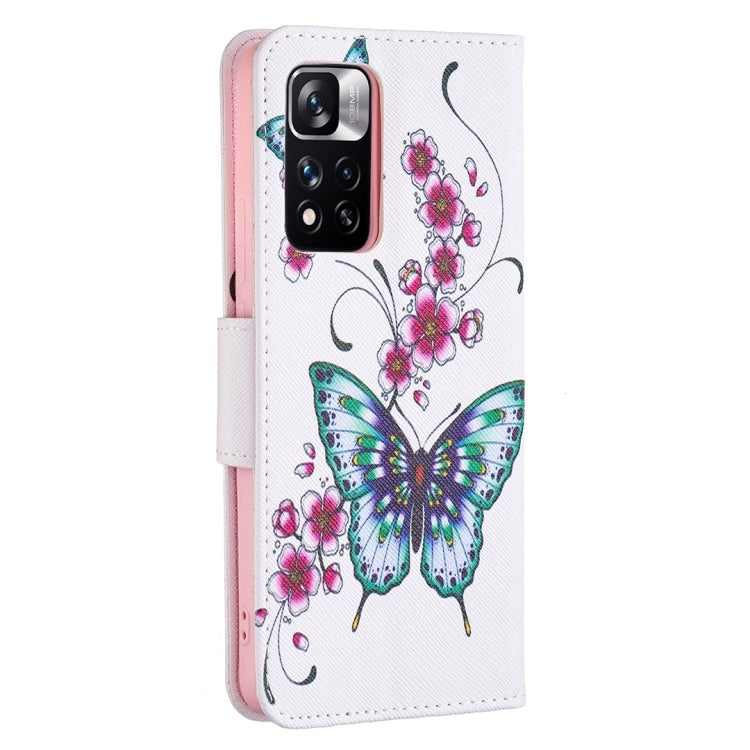 For Xiaomi Redmi Note 11 Pro / 11 Pro+ Colored Drawing Leather Phone Case(Peach Blossom Butterfly) - Xiaomi Cases by buy2fix | Online Shopping UK | buy2fix