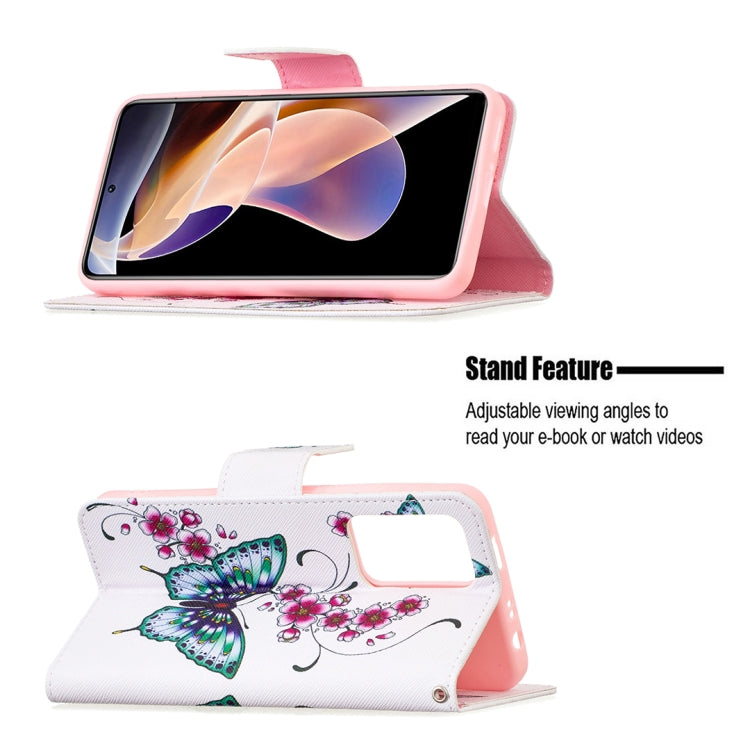 For Xiaomi Redmi Note 11 Pro / 11 Pro+ Colored Drawing Leather Phone Case(Peach Blossom Butterfly) - Xiaomi Cases by buy2fix | Online Shopping UK | buy2fix