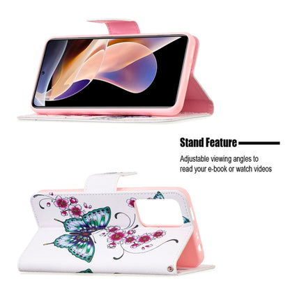 For Xiaomi Redmi Note 11 Pro / 11 Pro+ Colored Drawing Leather Phone Case(Peach Blossom Butterfly) - Xiaomi Cases by buy2fix | Online Shopping UK | buy2fix