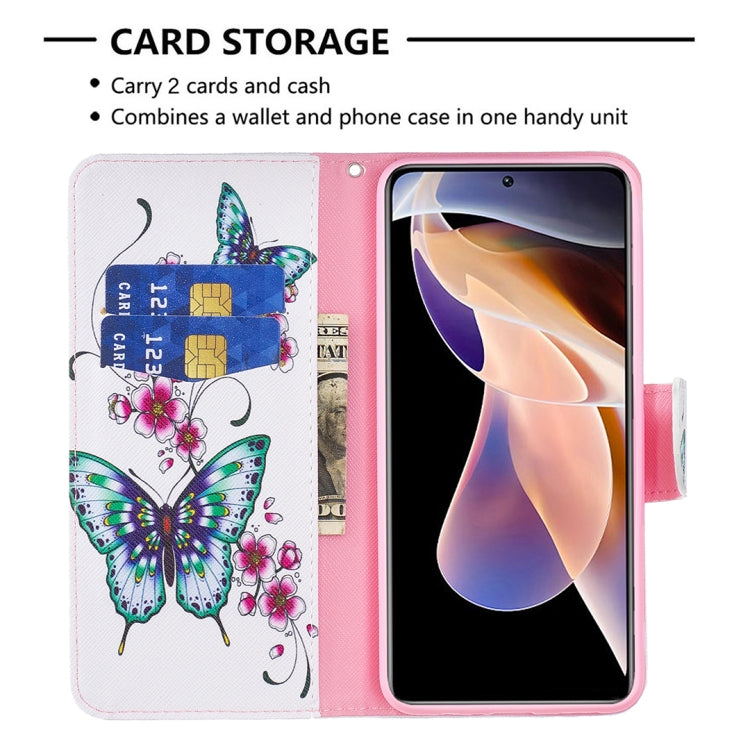 For Xiaomi Redmi Note 11 Pro / 11 Pro+ Colored Drawing Leather Phone Case(Peach Blossom Butterfly) - Xiaomi Cases by buy2fix | Online Shopping UK | buy2fix