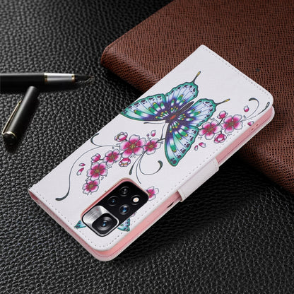 For Xiaomi Redmi Note 11 Pro / 11 Pro+ Colored Drawing Leather Phone Case(Peach Blossom Butterfly) - Xiaomi Cases by buy2fix | Online Shopping UK | buy2fix