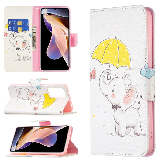 For Xiaomi Redmi Note 11 Pro / 11 Pro+ Colored Drawing Leather Phone Case(Umbrella Elephant) - Xiaomi Cases by buy2fix | Online Shopping UK | buy2fix