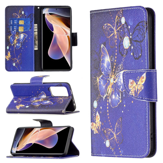 For Xiaomi Redmi Note 11 Pro / 11 Pro+ Colored Drawing Leather Phone Case(Purple Butterfly) - Xiaomi Cases by buy2fix | Online Shopping UK | buy2fix