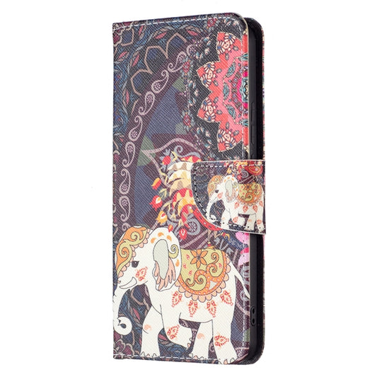 For Xiaomi Redmi Note 11 Pro / 11 Pro+ Colored Drawing Leather Phone Case(Flowers Elephant) - Xiaomi Cases by buy2fix | Online Shopping UK | buy2fix