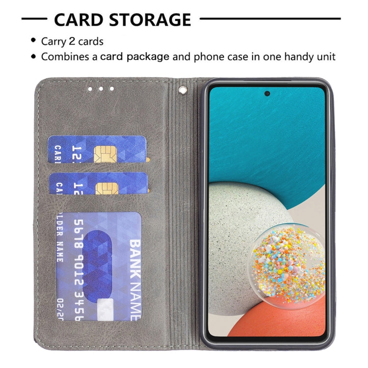 For Samsung Galaxy A53 5G Prismatic Invisible Magnetic Leather Phone Case(Grey) by buy2fix
