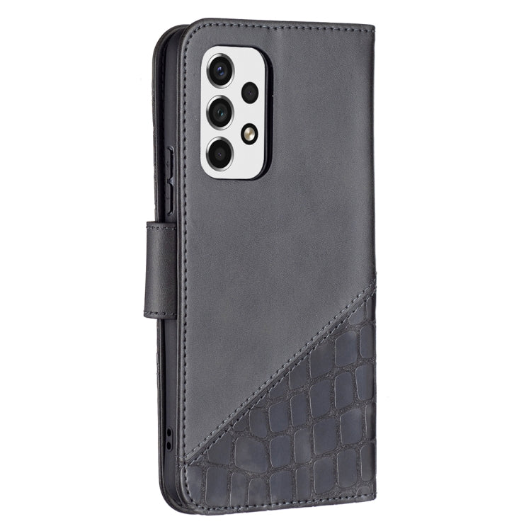 For Samsung Galaxy A53 5G Matching Color Crocodile Texture PU Leather Phone Case(Black) by buy2fix