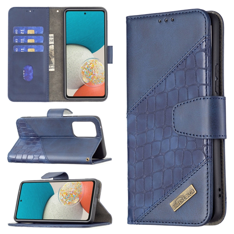 For Samsung Galaxy A53 5G Matching Color Crocodile Texture PU Leather Phone Case(Blue) by buy2fix