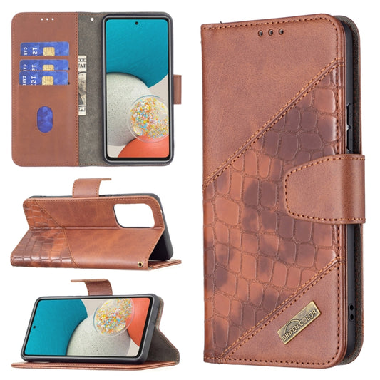 For Samsung Galaxy A53 5G Matching Color Crocodile Texture PU Leather Phone Case(Brown) by buy2fix