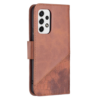 For Samsung Galaxy A53 5G Matching Color Crocodile Texture PU Leather Phone Case(Brown) by buy2fix