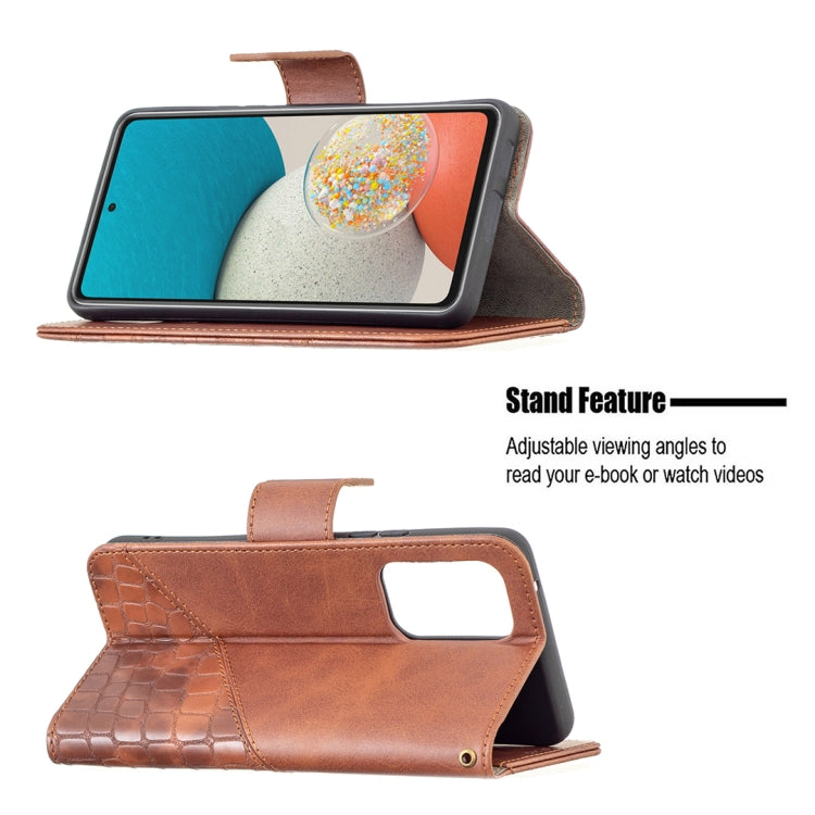 For Samsung Galaxy A53 5G Matching Color Crocodile Texture PU Leather Phone Case(Brown) by buy2fix