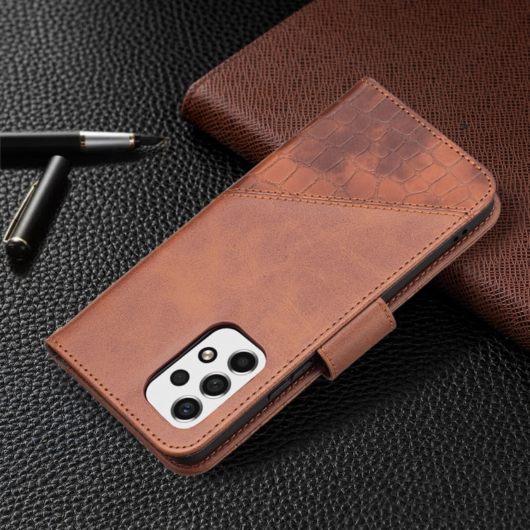 For Samsung Galaxy A53 5G Matching Color Crocodile Texture PU Leather Phone Case(Brown) by buy2fix