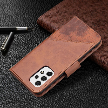 For Samsung Galaxy A53 5G Matching Color Crocodile Texture PU Leather Phone Case(Brown) by buy2fix