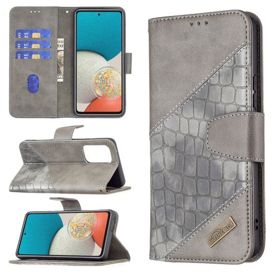 For Samsung Galaxy A53 5G Matching Color Crocodile Texture PU Leather Phone Case(Grey) - Galaxy Phone Cases by buy2fix | Online Shopping UK | buy2fix