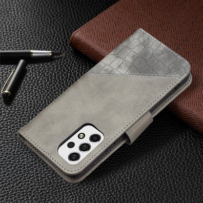 For Samsung Galaxy A53 5G Matching Color Crocodile Texture PU Leather Phone Case(Grey) - Galaxy Phone Cases by buy2fix | Online Shopping UK | buy2fix