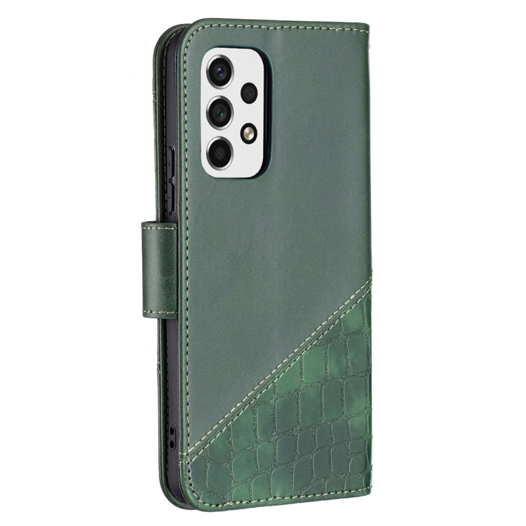 For Samsung Galaxy A53 5G Matching Color Crocodile Texture PU Leather Phone Case(Green) by buy2fix
