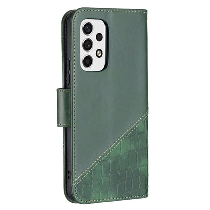 For Samsung Galaxy A53 5G Matching Color Crocodile Texture PU Leather Phone Case(Green) by buy2fix