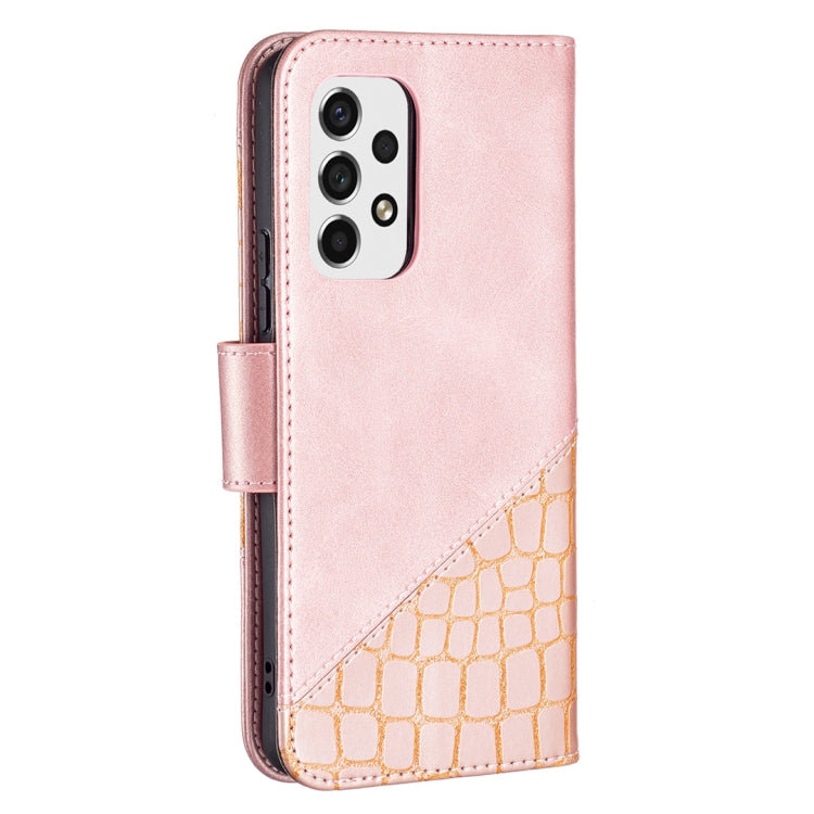 For Samsung Galaxy A53 5G Matching Color Crocodile Texture PU Leather Phone Case(Rose Gold) by buy2fix