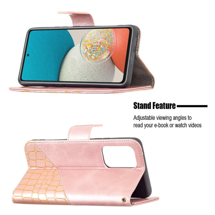 For Samsung Galaxy A53 5G Matching Color Crocodile Texture PU Leather Phone Case(Rose Gold) by buy2fix