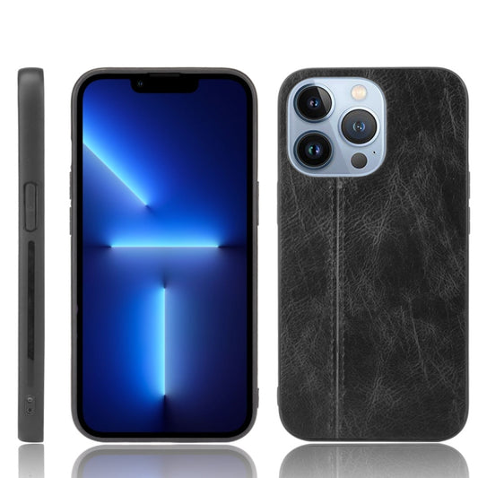 For iPhone 13 Pro Max Sewing Cow Leather Soft PC Case (Black) - iPhone 13 Pro Max Cases by buy2fix | Online Shopping UK | buy2fix