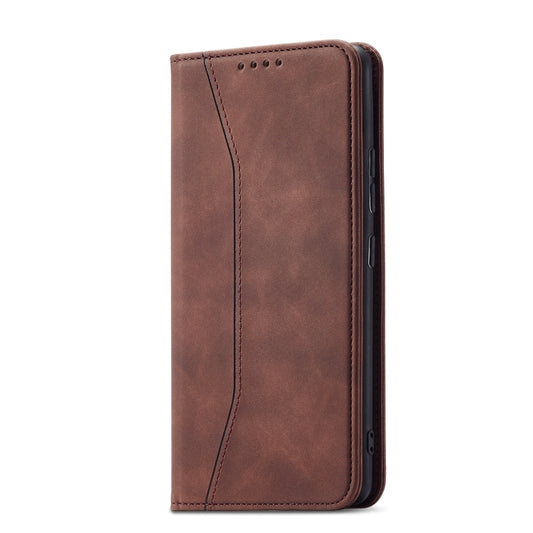 For Xiaomi Redmi 10 Magnetic Dual-fold Leather Phone Case(Coffee) - Xiaomi Cases by buy2fix | Online Shopping UK | buy2fix