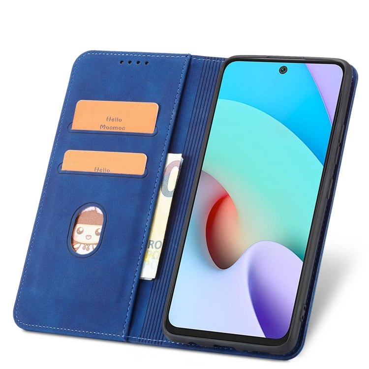 For Xiaomi Redmi 10 Magnetic Dual-fold Leather Phone Case(Blue) - Xiaomi Cases by buy2fix | Online Shopping UK | buy2fix
