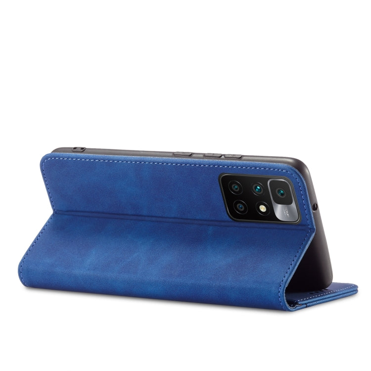 For Xiaomi Redmi 10 Magnetic Dual-fold Leather Phone Case(Blue) - Xiaomi Cases by buy2fix | Online Shopping UK | buy2fix