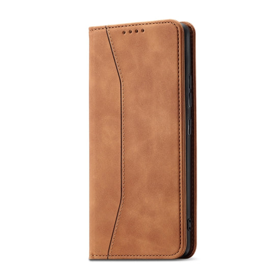 For Xiaomi Redmi 10 Magnetic Dual-fold Leather Phone Case(Brown) - Xiaomi Cases by buy2fix | Online Shopping UK | buy2fix