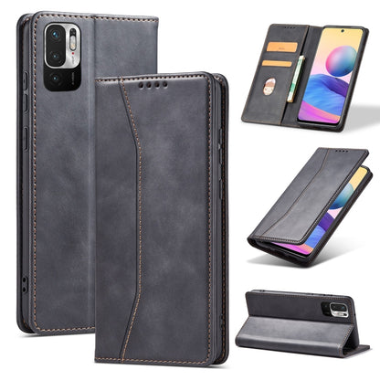 For Xiaomi Redmi Note 10 5G Magnetic Dual-fold Leather Phone Case(Black) - Xiaomi Cases by buy2fix | Online Shopping UK | buy2fix