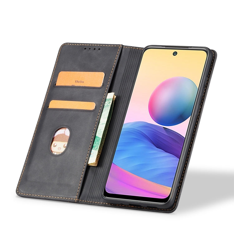 For Xiaomi Redmi Note 10 5G Magnetic Dual-fold Leather Phone Case(Black) - Xiaomi Cases by buy2fix | Online Shopping UK | buy2fix