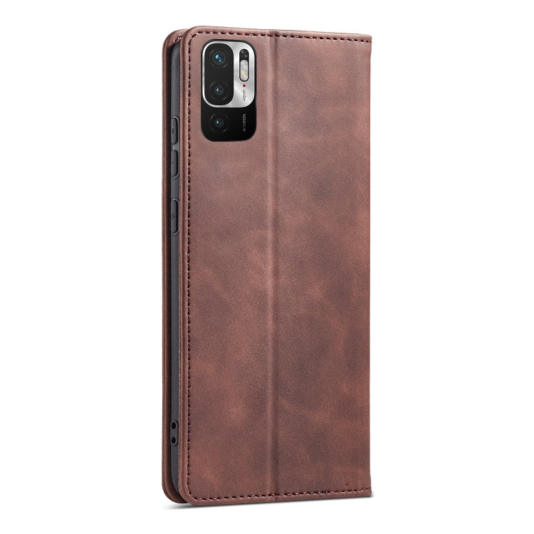 For Xiaomi Redmi Note 10 5G Magnetic Dual-fold Leather Phone Case(Coffee) by buy2fix