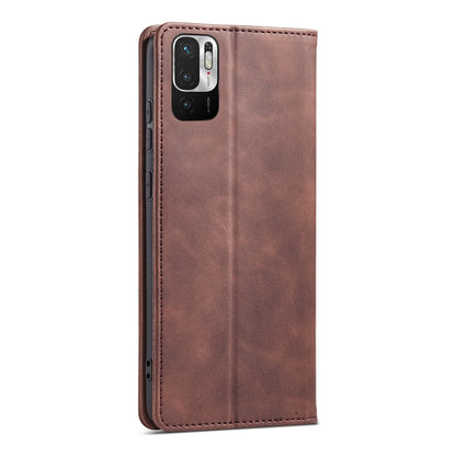 For Xiaomi Redmi Note 10 5G Magnetic Dual-fold Leather Phone Case(Coffee) by buy2fix