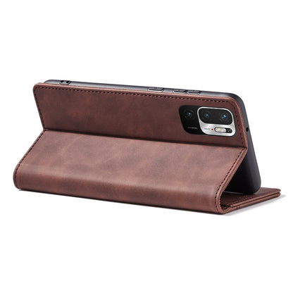 For Xiaomi Redmi Note 10 5G Magnetic Dual-fold Leather Phone Case(Coffee) by buy2fix