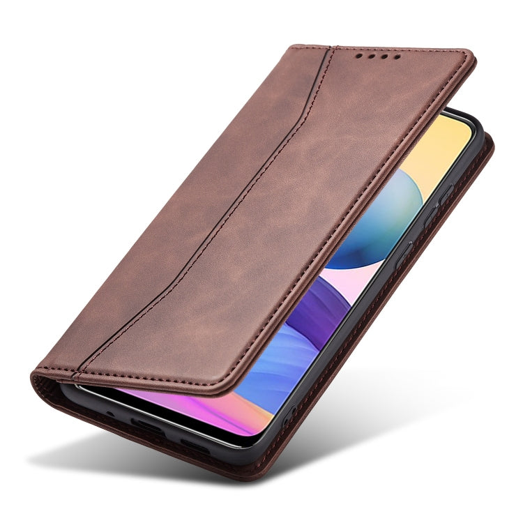 For Xiaomi Redmi Note 10 5G Magnetic Dual-fold Leather Phone Case(Coffee) by buy2fix