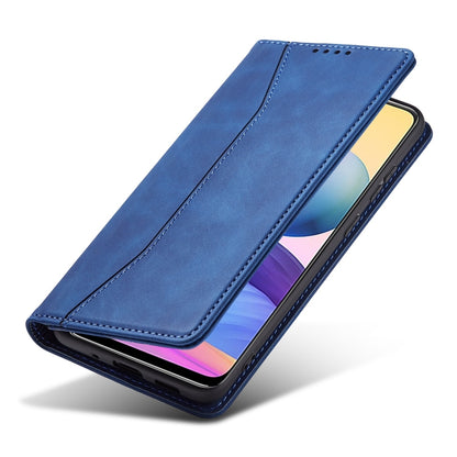 For Xiaomi Redmi Note 10 5G Magnetic Dual-fold Leather Phone Case(Blue) - Xiaomi Cases by buy2fix | Online Shopping UK | buy2fix