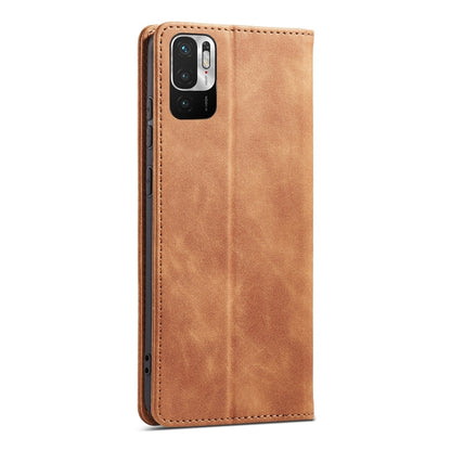 For Xiaomi Redmi Note 10 5G Magnetic Dual-fold Leather Phone Case(Brown) - Xiaomi Cases by buy2fix | Online Shopping UK | buy2fix