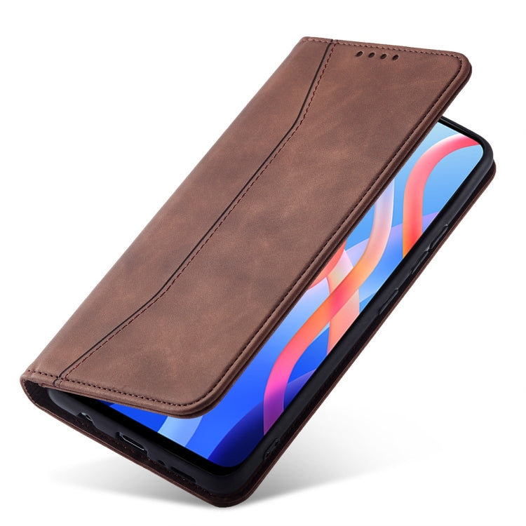 For Xiaomi Redmi Note 11 5G Magnetic Dual-fold Leather Phone Case(Coffee) - Xiaomi Cases by buy2fix | Online Shopping UK | buy2fix
