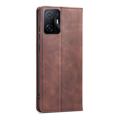 For Xiaomi Mi 11T / Mi 11T Pro Magnetic Dual-fold Leather Phone Case(Coffee) - Xiaomi Cases by buy2fix | Online Shopping UK | buy2fix