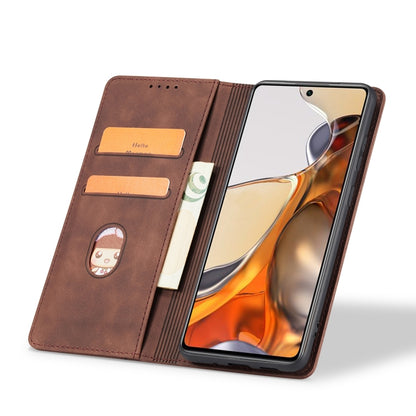 For Xiaomi Mi 11T / Mi 11T Pro Magnetic Dual-fold Leather Phone Case(Coffee) - Xiaomi Cases by buy2fix | Online Shopping UK | buy2fix
