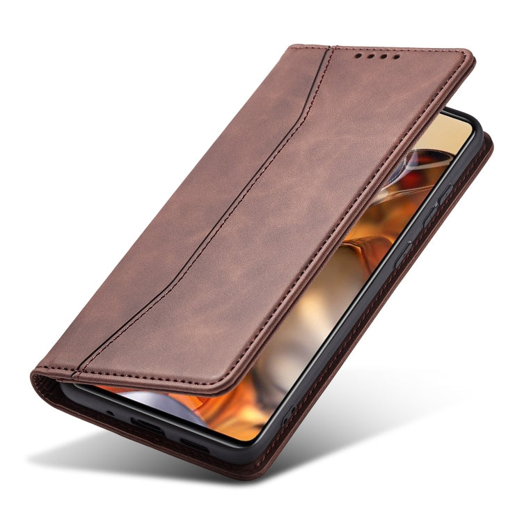 For Xiaomi Mi 11T / Mi 11T Pro Magnetic Dual-fold Leather Phone Case(Coffee) - Xiaomi Cases by buy2fix | Online Shopping UK | buy2fix