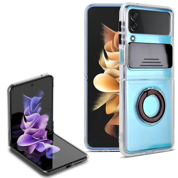 For Samsung Galaxy Z Flip3 5G Sliding Camera Design TPU Phone Case with Ring Holder(Black) by buy2fix