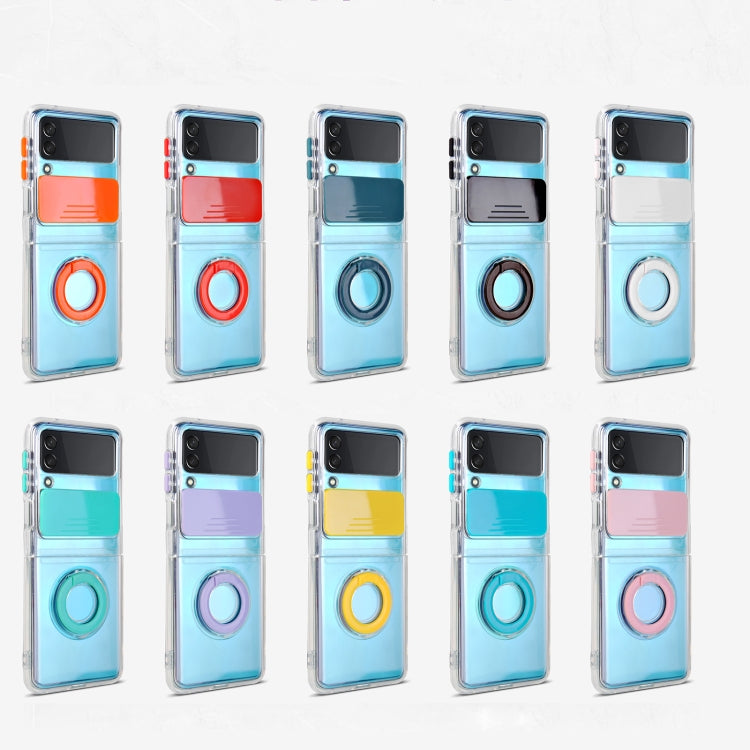 For Samsung Galaxy Z Flip3 5G Sliding Camera Design TPU Phone Case with Ring Holder(Black) by buy2fix