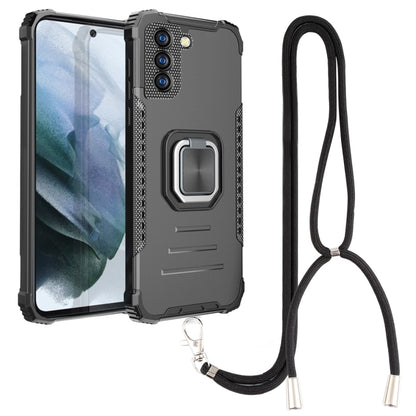 For Samsung Galaxy S21 FE 5G Lanyard Aluminum TPU Case(Black) by buy2fix